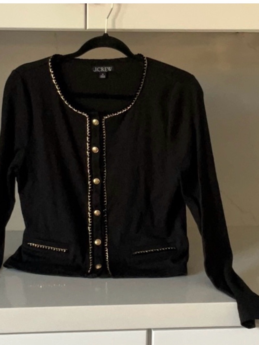 J. Crew Black Knit Top with Logo Tag